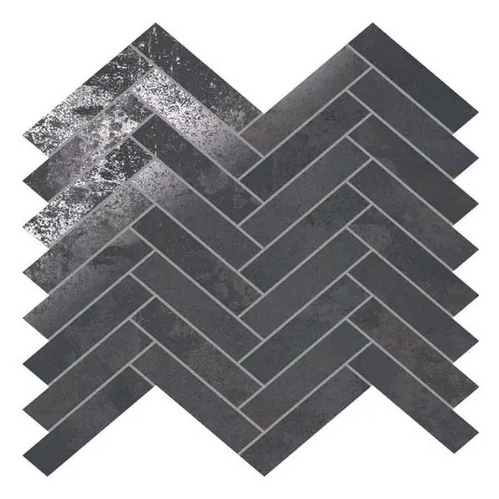 Nordel 11x11 in. Steel Black Matte Porcelain Herringbone Mosaic Wall and Floor Tile (5.88 sq ft/case, 7-Pack) price history on PriceWatchPro