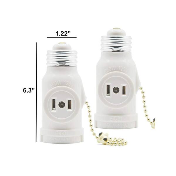 Electrical Light Bulb Socket Adapter 3 Pin Light Socket To Plug