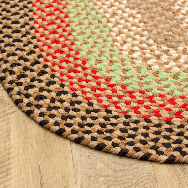 Super Area Rugs Braided Farmhouse Red 5 ft. x 7 ft. Oval Cotton