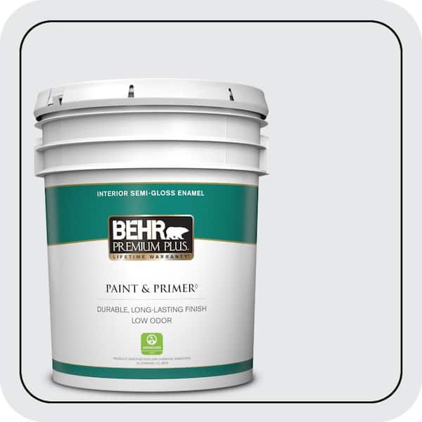 BEHR PREMIUM PLUS 5 gal. #PR-W10 Swirling Water Semi-Gloss Enamel Low Odor Interior Paint & Primer