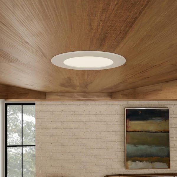 SMD-DM 6 in. 3000K Remodel Canless Lens White Round Integrated LED Recessed Light Kit Surface Mount Trim Kit