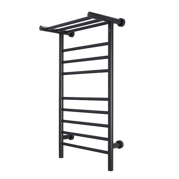 WarmlyYours 8 bars Summit Towel Warmer, Dual Connection, Black Matte, 120 Volts