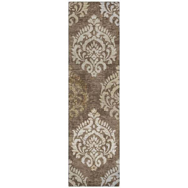 Chantille Machine Washable Indoor/Outdoor Abstract ACN3148 Chocolate 2 ft. x 7 ft. Runner Rug