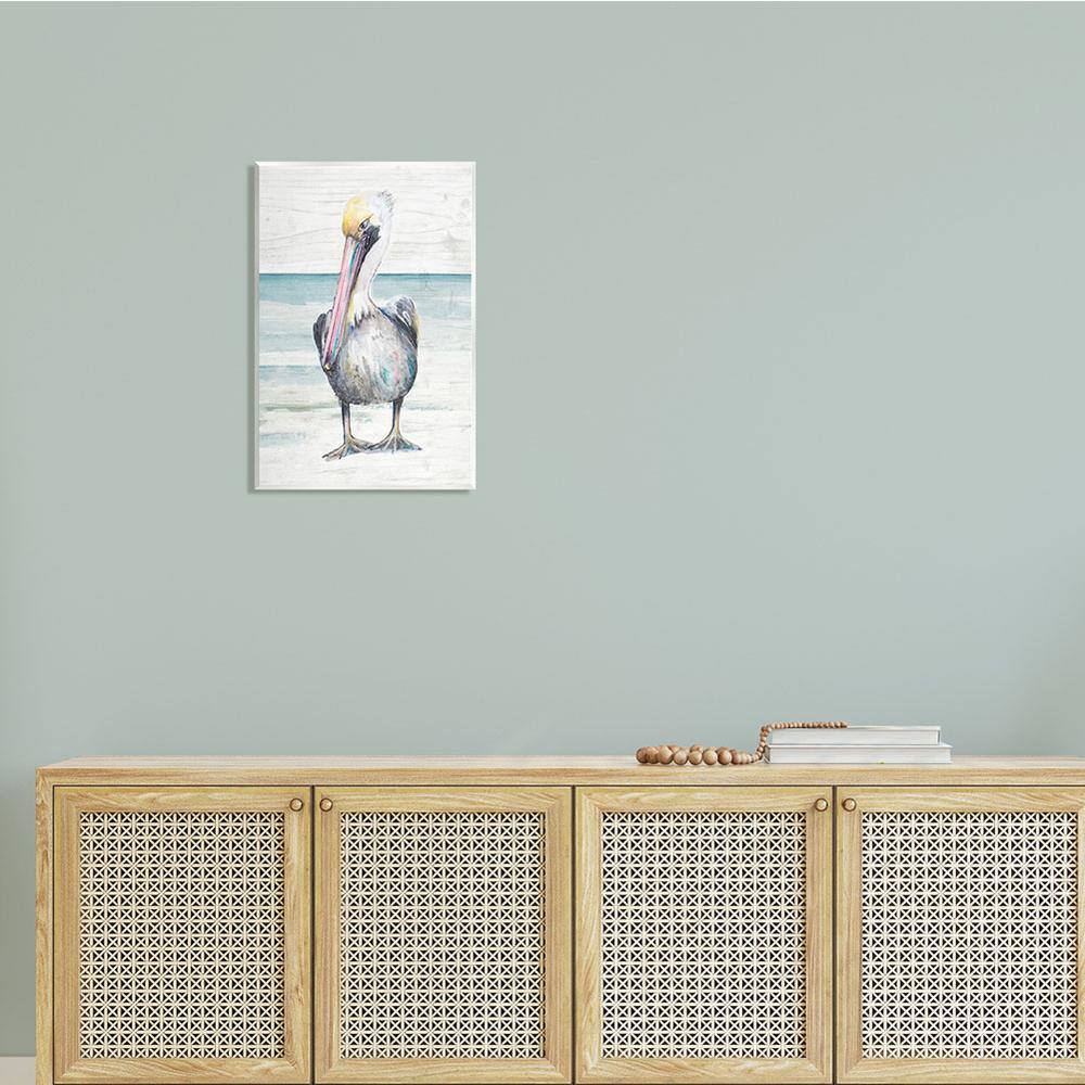 Pelican Bird Beach Scene 13x19 Wood Wall Art
