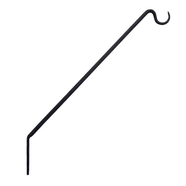 45° Angled Wall Mount Metal Pole Bracket, 25 in. Tall, Black Powder Coat Finish