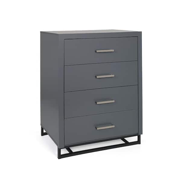 Noble House Cayuga 4-Drawer Charcoal Gray Dresser