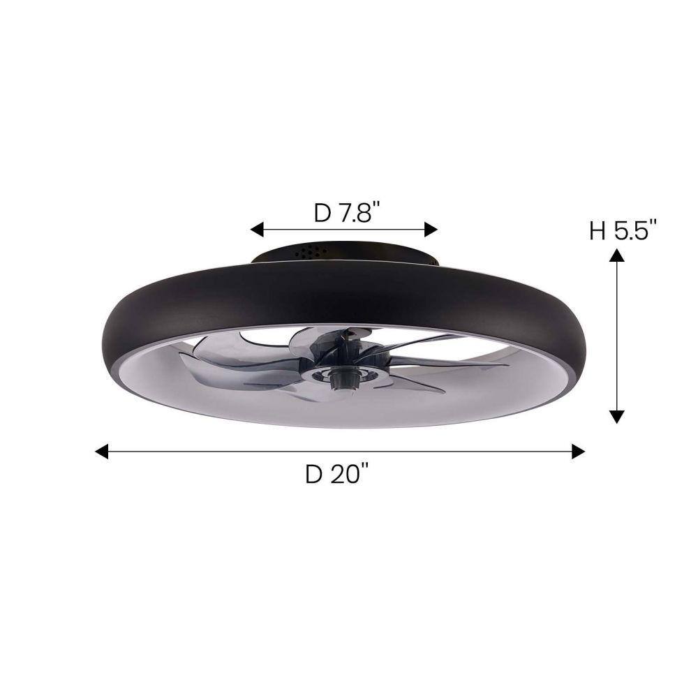 Black Polycarbonate 20'' Low Profile Ceiling Fan with LED Light