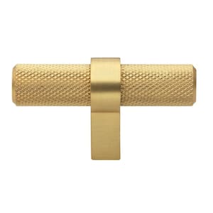 2-1/4 in. Brass Gold Finish Knurled Steel Cabinet Knob (10-Pack)