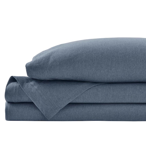 StyleWell Jersey Knit Cotton Blend Midnight Blue 3-Piece Twin/Twin XL Sheet Set