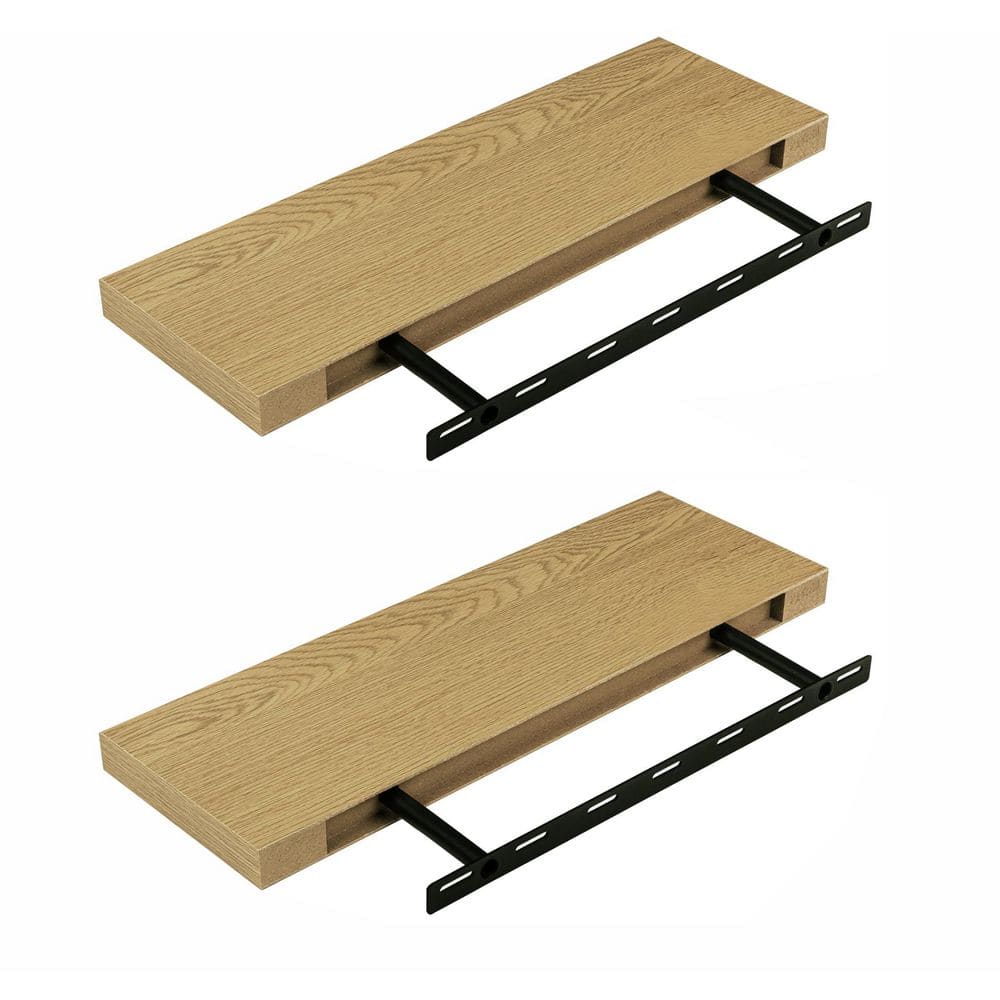 24 in. W x 8 in. D Dark Brown Floating Shelves (Set of 2) Decorative Wall S