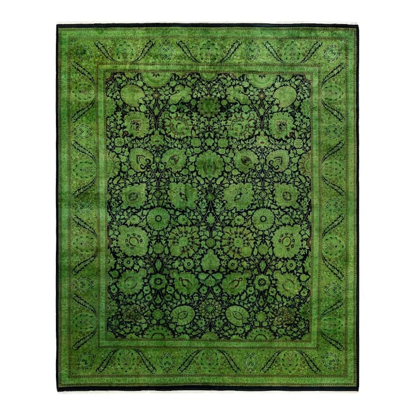 Fine Vibrance Green 8 ft. x 10 ft. Solid Wool Indoor Area Rug