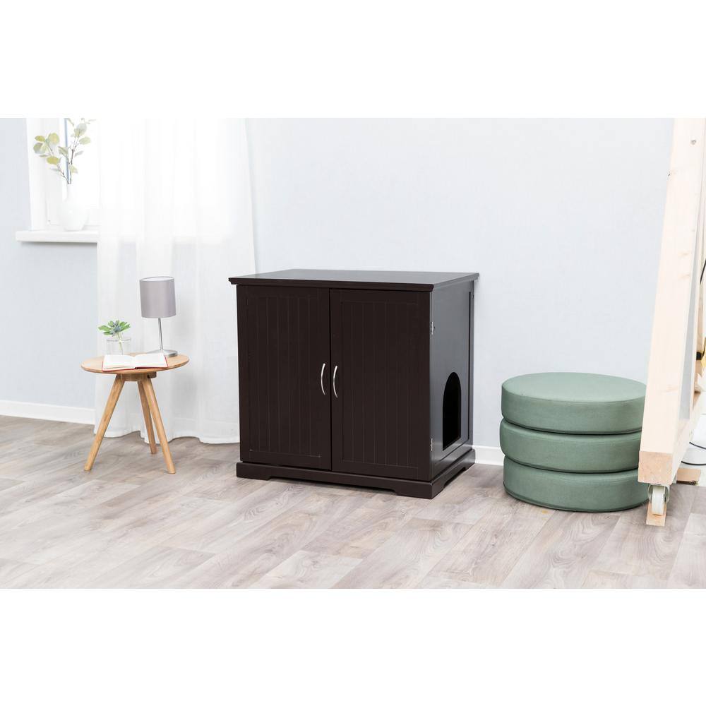 XL Espresso Brown Wooden Litter Box Enclosure with Drawer