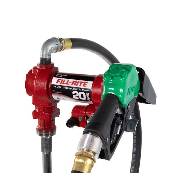 FR4210HD 12V 20 GPM Fuel Transfer Pump, Suction Pipe, 12' Discharge Hose, & Automatic Nozzle