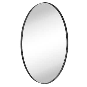 Javell 20 in. W x 30 in. H Small Oval Stainless Steel Framed Wall Mounted Bathroom Vanity Mirror in Matt Black