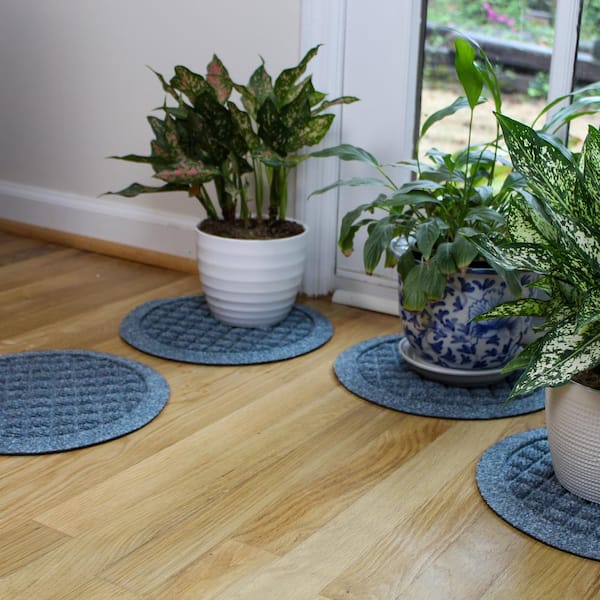 "Waterhog Squares Bluestone 12 in. x 12 in. Polyester Rubber Indoor/Outdoor Plant Trivet Floor Mat (Set of 4)"