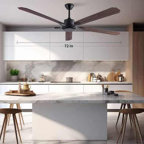 72 in. Indoor Black and Brown Modern 6-Speed Reversible Ceiling Fan with Remote Control for Bedroom Living Room Kitchen Lighting