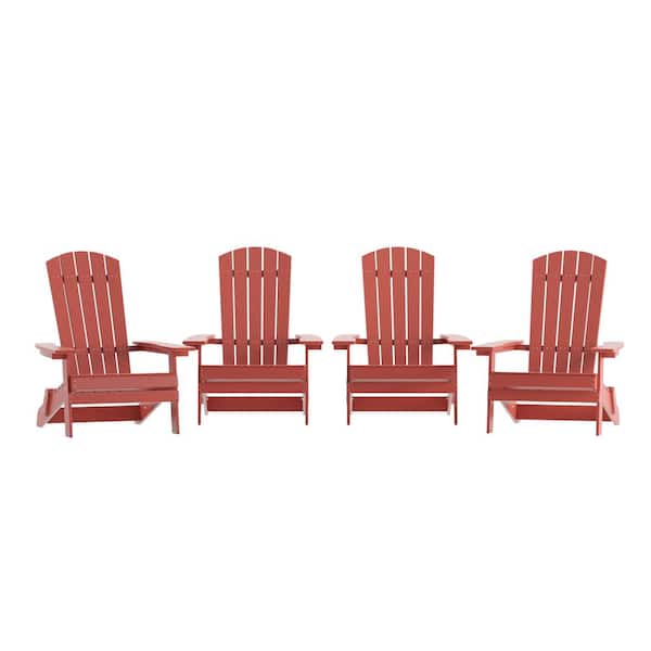 TAYLOR + LOGAN Red Resin Outdoor Lounge Chair in Red (Set of 4)