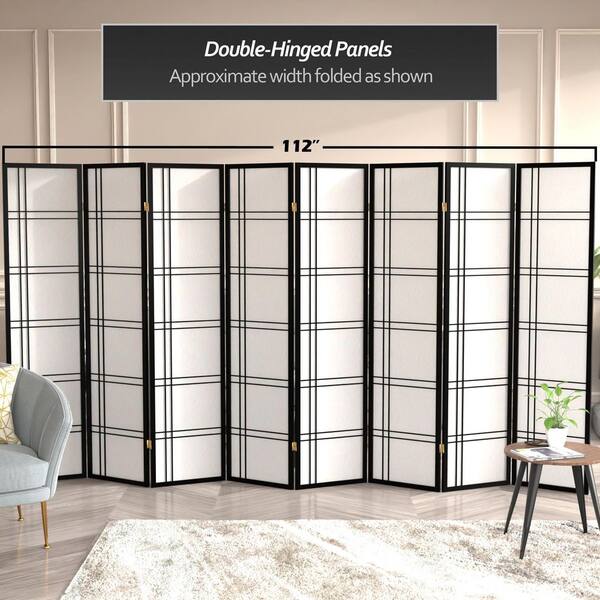 Oriental Furniture 6 ft. Black 8-Panel Room Divider SSCDBLX