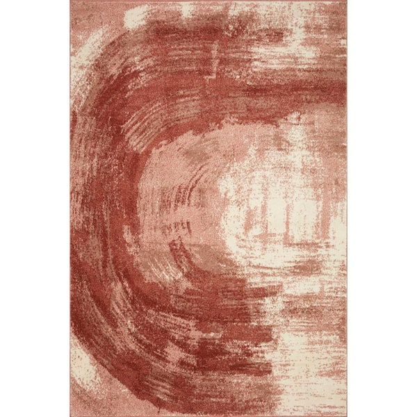 LOLOI II Spirit Rose/Spice 6 ft. 7 in. x 9 ft. 3 in. Abstract Contemporary Area Rug