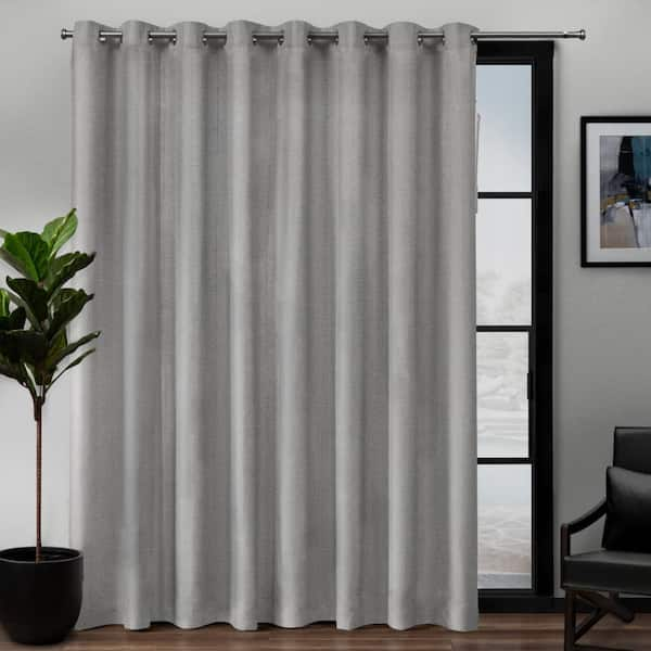 EXCLUSIVE HOME Loha Patio Dove Grey Solid Light Filtering Grommet Top Curtain, 108 in. W x 84 in. L