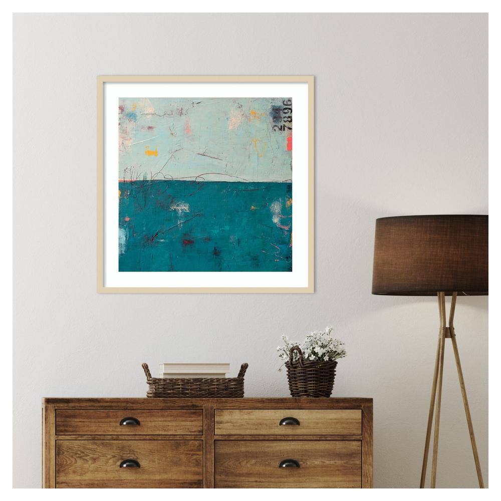 Blue Bay Hideaway Teal and Sky-Blue Framed Wall Art Print