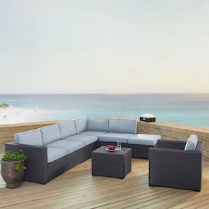 Biscayne 7-Person Wicker Outdoor Seating Set with Mist Cushions