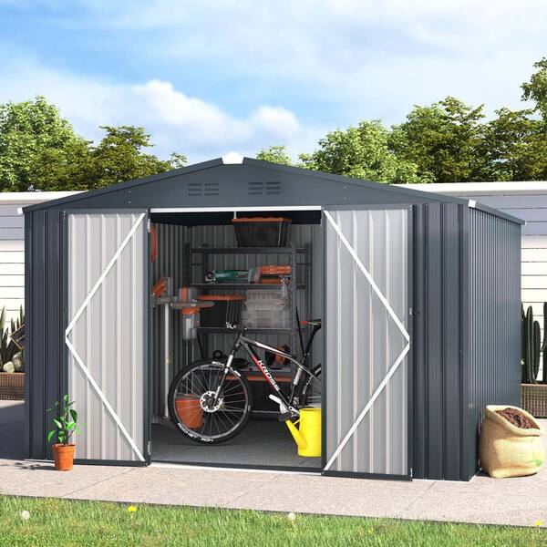 Zeus & Ruta 10 ft. W x 10 ft. D Metal Shed with Double Door(100 sq