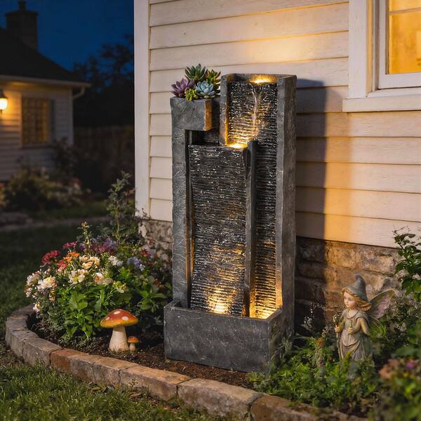 Outsunny 40 in. Outdoor Waterfall Fountain 84J-183V80CG - The Home