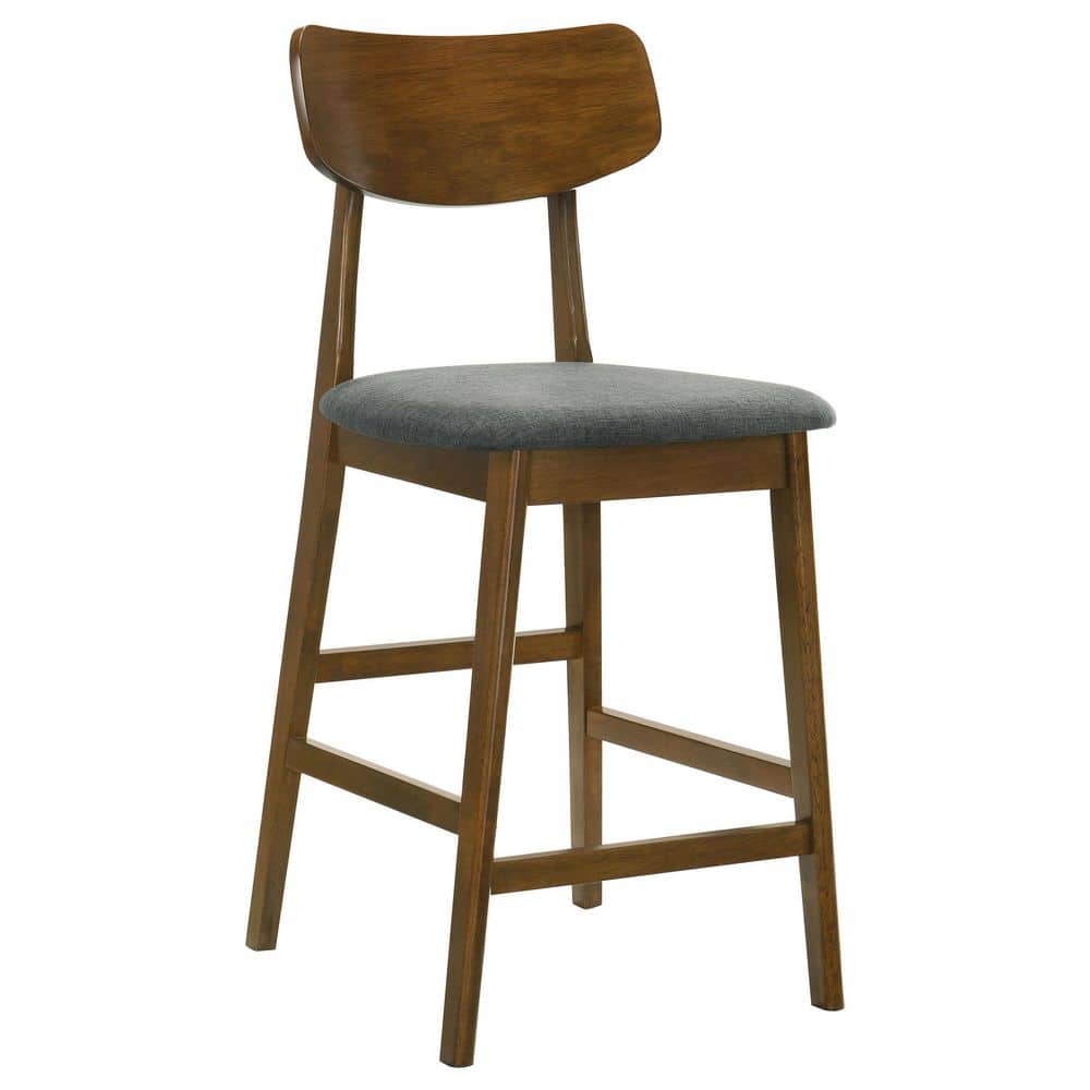Robbie Walnut and Gray Mid Century Modern 5-Piece Counter Height Dining Set