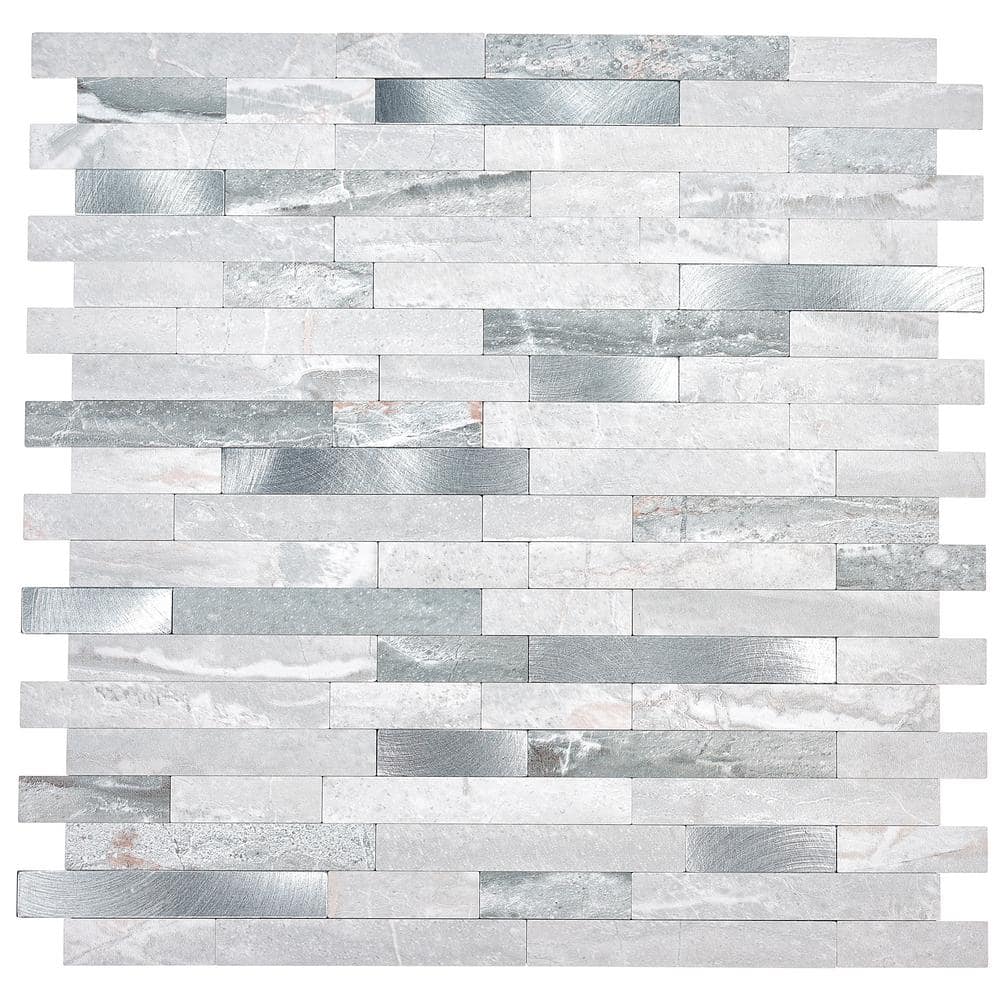 AVANT DECOR Small Silver Aluminum Subway 13.77 in. x 11.85 in. Metal Peel  and Stick Tile (9.07 sq. ft./8-Pack) AL009:Alum:SmallSub:AlumSilver:Box8 -  The Home Depot