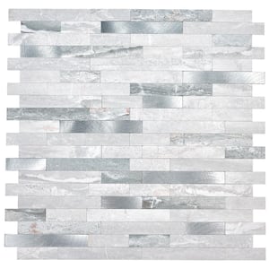 Blossom Thin Gray and Silver Aluminum Subway 11.7 in. x 11.5 in. Metal Peel and Stick Tile (7.48 sq. ft./8-Pack)