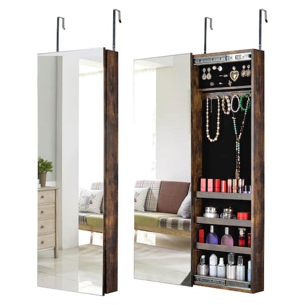 Unbranded Copper MDF Full Mirror Jewelry Storage Cabinet With with Slide Rail Can Be Hung On The Door Or Wall