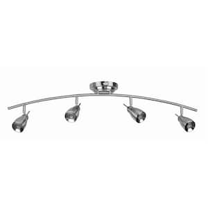 Satellite Satin Nickel Integrated LED Ceiling Mounted Hardwired Track Lighting Kit with Step Head