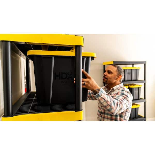 HDX - 27 Gal. Tough Storage Tote in Black and Yellow