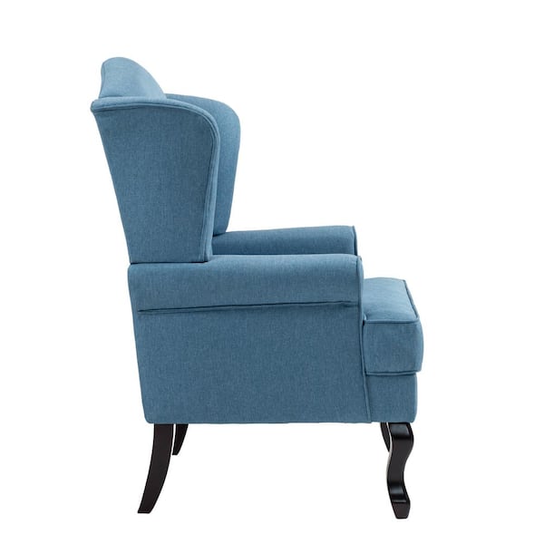 Uixe Mid-Century Retro Style Sky Blue Linen Upholstered Wingback