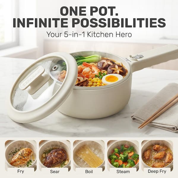 Reviews for CERAMAX 1.6 qt. Cream Portable Ceramic Nonstick