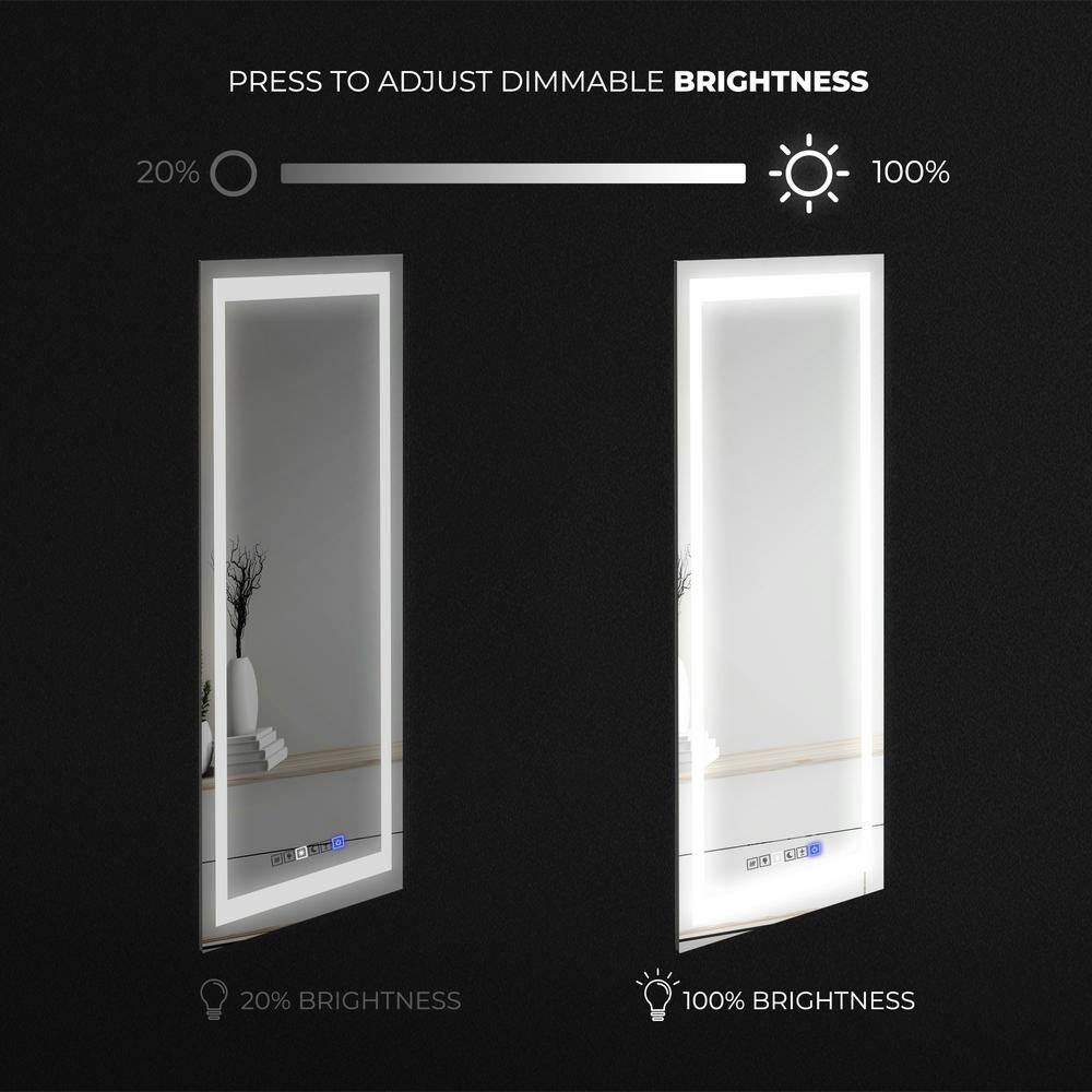 18" x 40" Frameless LED Lighted Anti-Fog Wall Mirror
