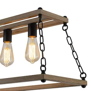 Desarrollo 5-Light 37.4 in. Creative Trapezoid Iron Chandelier in Matte Black for Dining Rooms