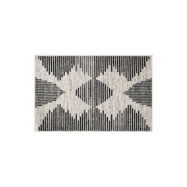 Modern Abstract Area Rug for Living Room, Bedroom, or Entryway 2 ft. x 3 ft. Cream