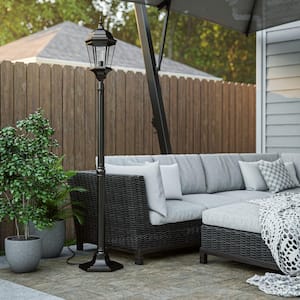 Villa 1-Light Bronze Steel Portable Outdoor Weather Resistant Post Light Set with No Bulb Included