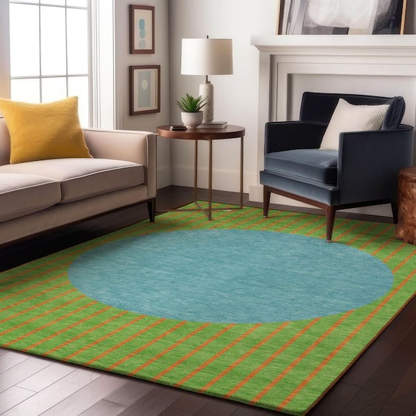 Mayfield Premium Machine Washable Abstract AMF994 Lime 5 ft. x 7 ft. 6 in. Area Rug