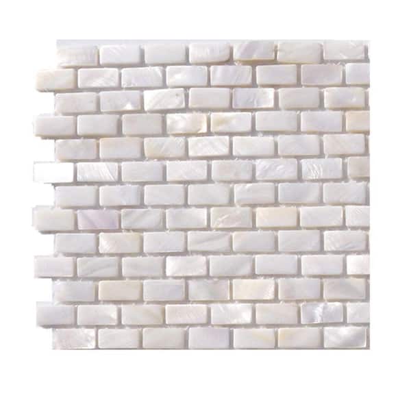 Pitzy Brick Castel Del Monte White Pearl 3 in. x .08 in. Mini Brick Pattern Floor and Wall Tile Sample