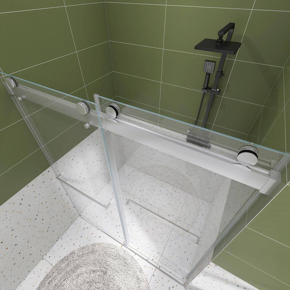 48" W x 76" H Frameless Chrome Sliding Shower Door with Clear Glass