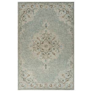 Hand-Tufted Wool Medallion Indoor Area Rug LR81288 5 ft. x 7 ft. 9 in. Blue Lagoon