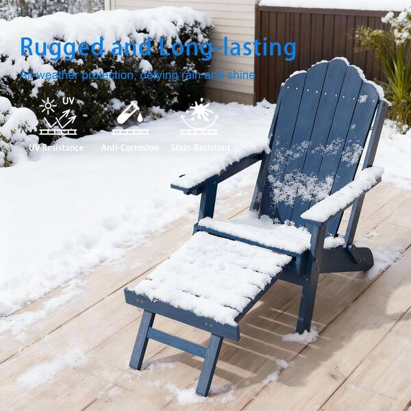SANLUCE Navy Blue Plastic 3-Position Adjustable Folding Adirondack