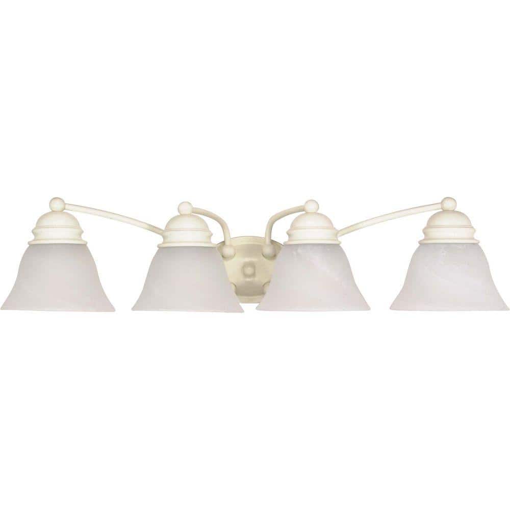 Textured White Alabaster Glass Four-Light Vanity Fixture