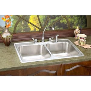 Neptune 33in. Drop-in 2 Bowl 18 Gauge  Stainless Steel Sink Only and No Accessories
