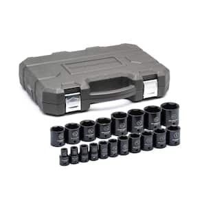1/2 in. Drive 6 Point Standard Impact SAE Socket Set (19-Piece)