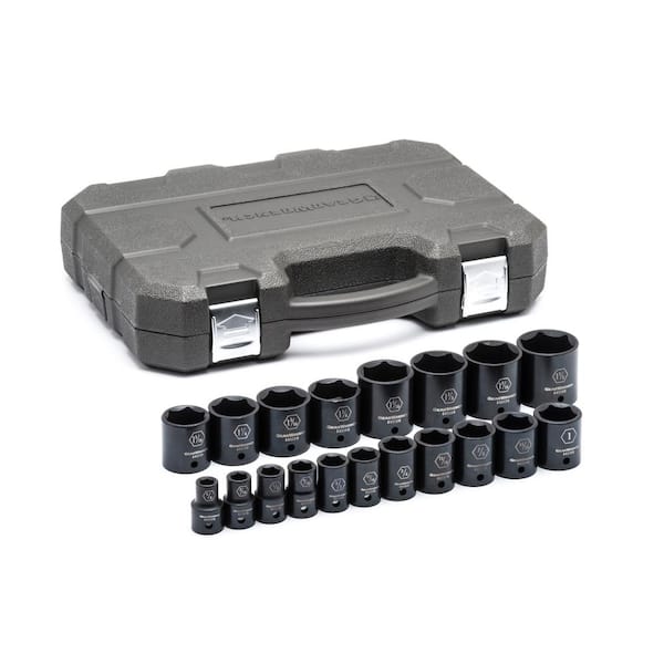 GEARWRENCH 1/2 in. Drive 6 Point Standard Impact SAE Socket Set (19 ...