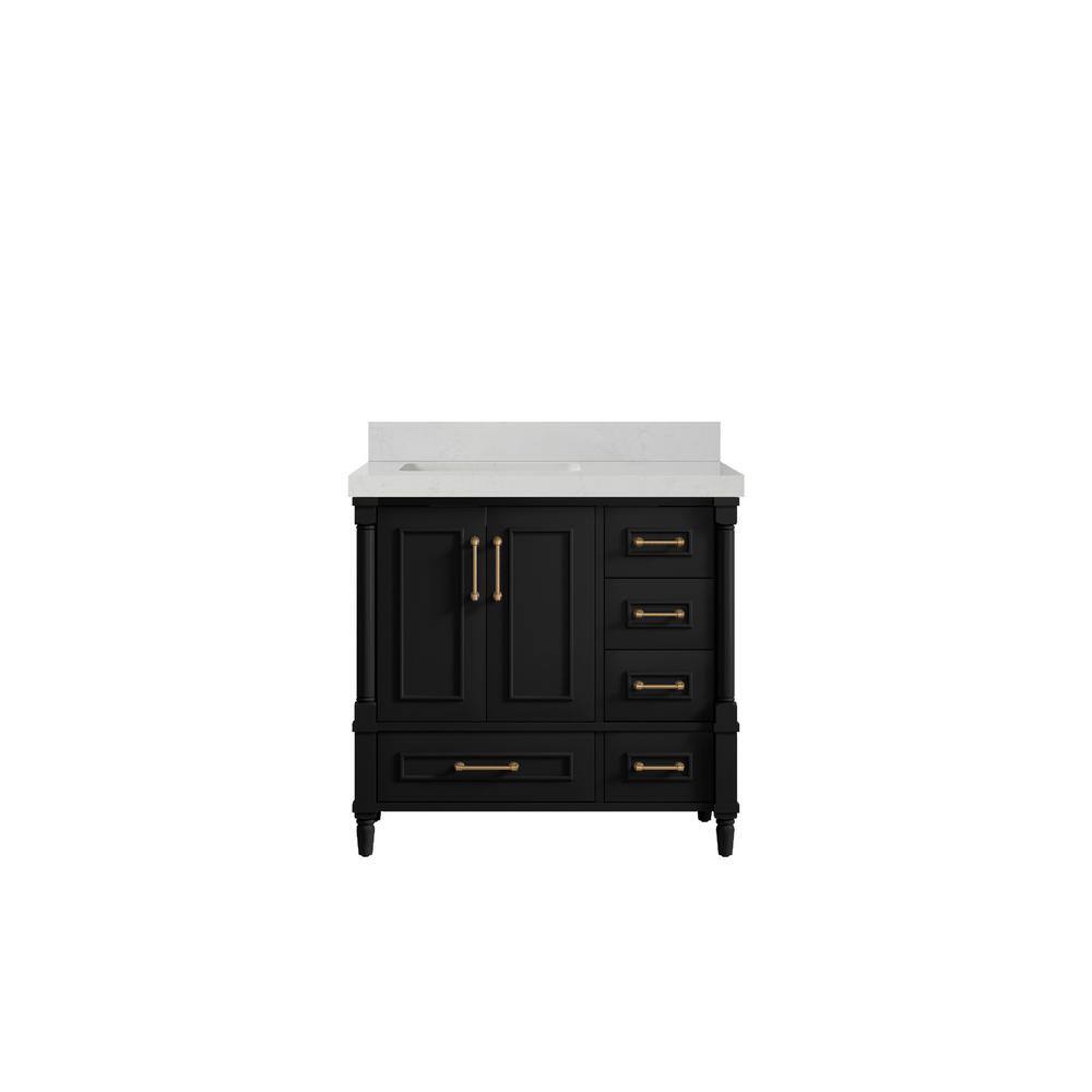 Hudson 36 in. W x 22 in. D x 36 in. H Left Offset Sink Bath Vanity in Black with 2 in. Carrara Quartz Top price history on PriceWatchPro